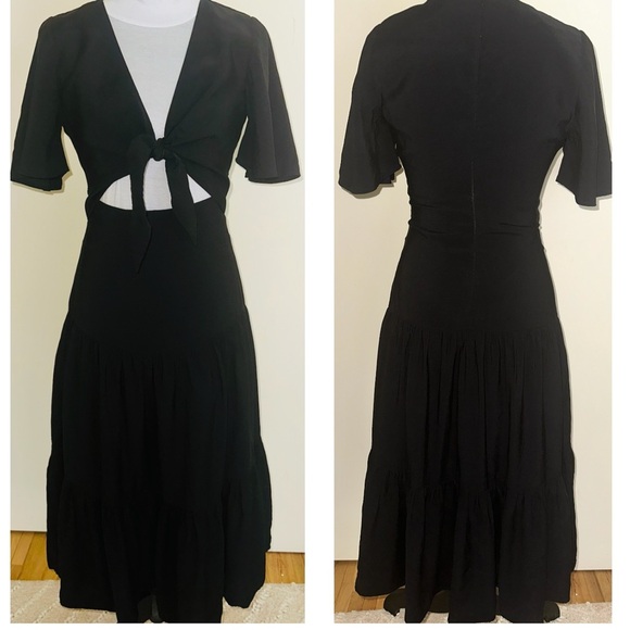 Lani The Label Tie-Front Black Ruffled Midi - Size S - Picture 2 of 6